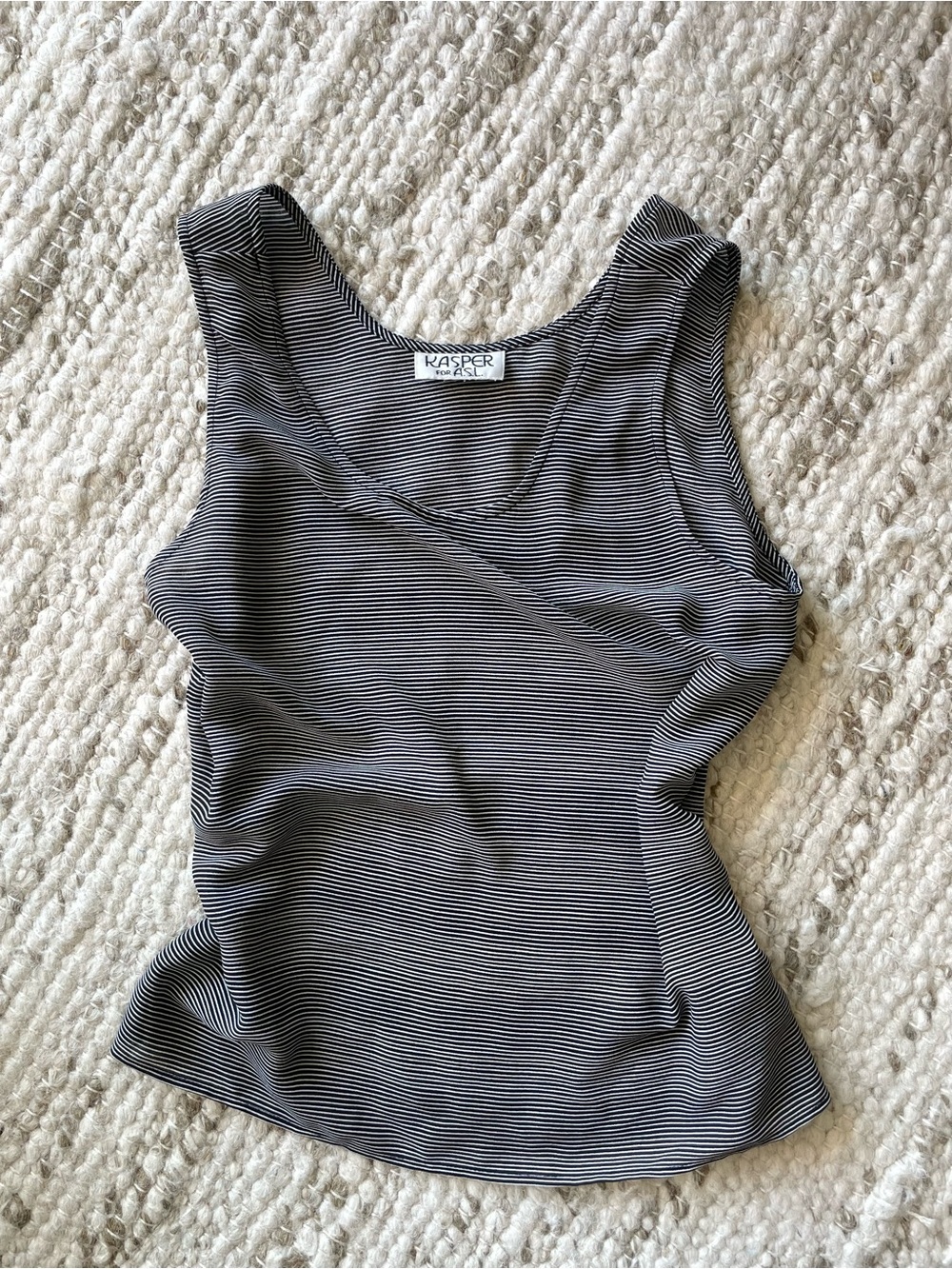 Vintage Sleeveless Black & White Striped Tank Top